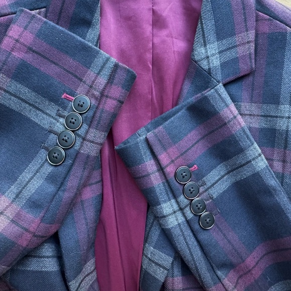 Express business pants suit jacket Columnist plaid 0 - Picture 9 of 10